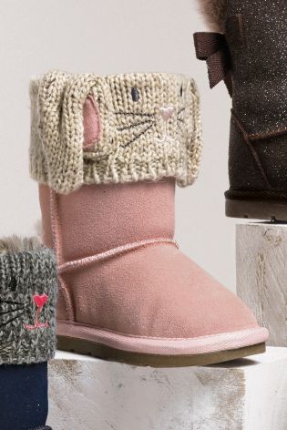 Knitted Bunny Pull-On Boots (Younger Girls)